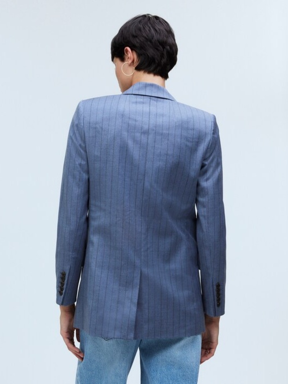 Madewell Light Gray Pinstripe Single-Button Blazer - Picture 3 of 6